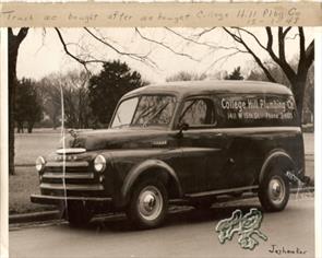 First truck we purchased in December 1, 1948 after purchasing the College Hill Plumbing company. 